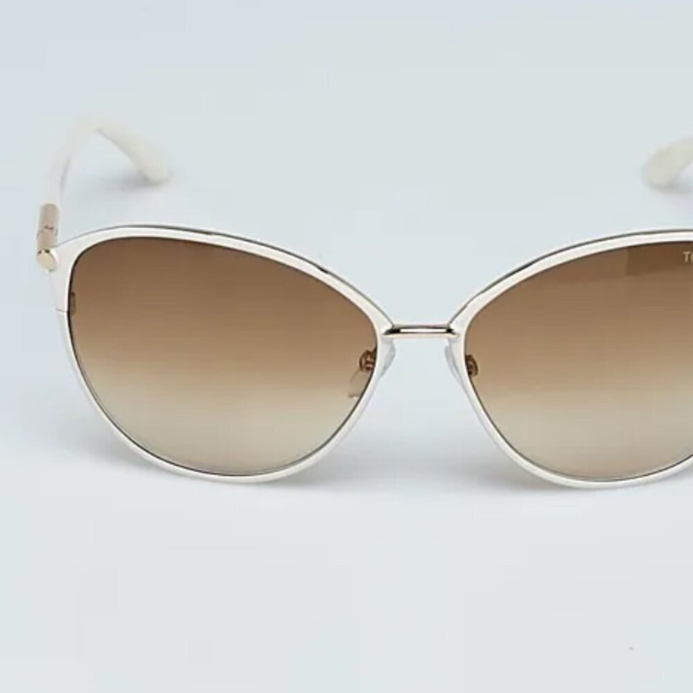 Tom Ford Gold Frame Cat-Eye Sunglasses with Brown Gradient Lenses
